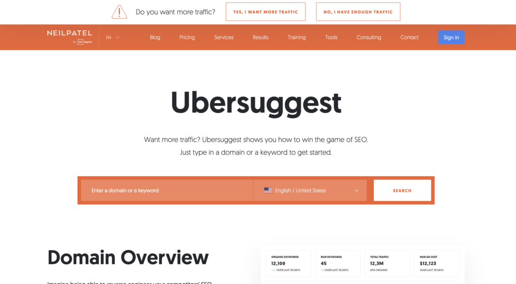 ubersuggest seo tools